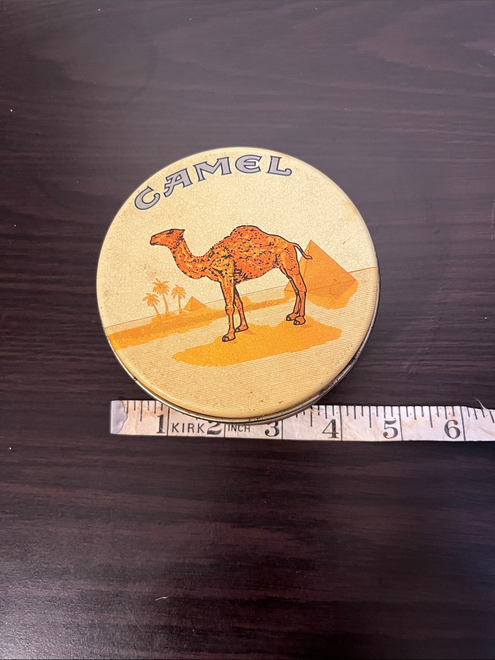 Camel Round Collectible Tin - Yellow & Orange Graphic